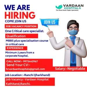 critical care specialist job in India